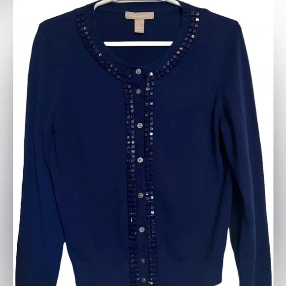 Banana Republic -Bejeweled Royal Blue Cardigan Sweater 
Women’s Size M - Picture 1 of 9
